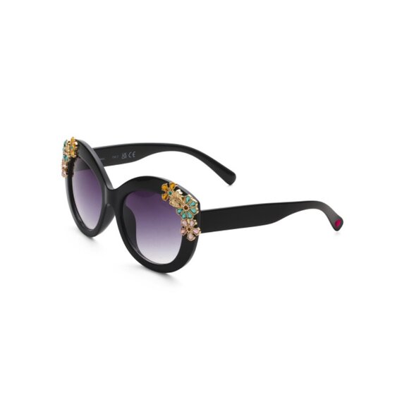 BETSEY JOHNSON Black Oversized Floral Sunglasses - Picture 1 of 2
